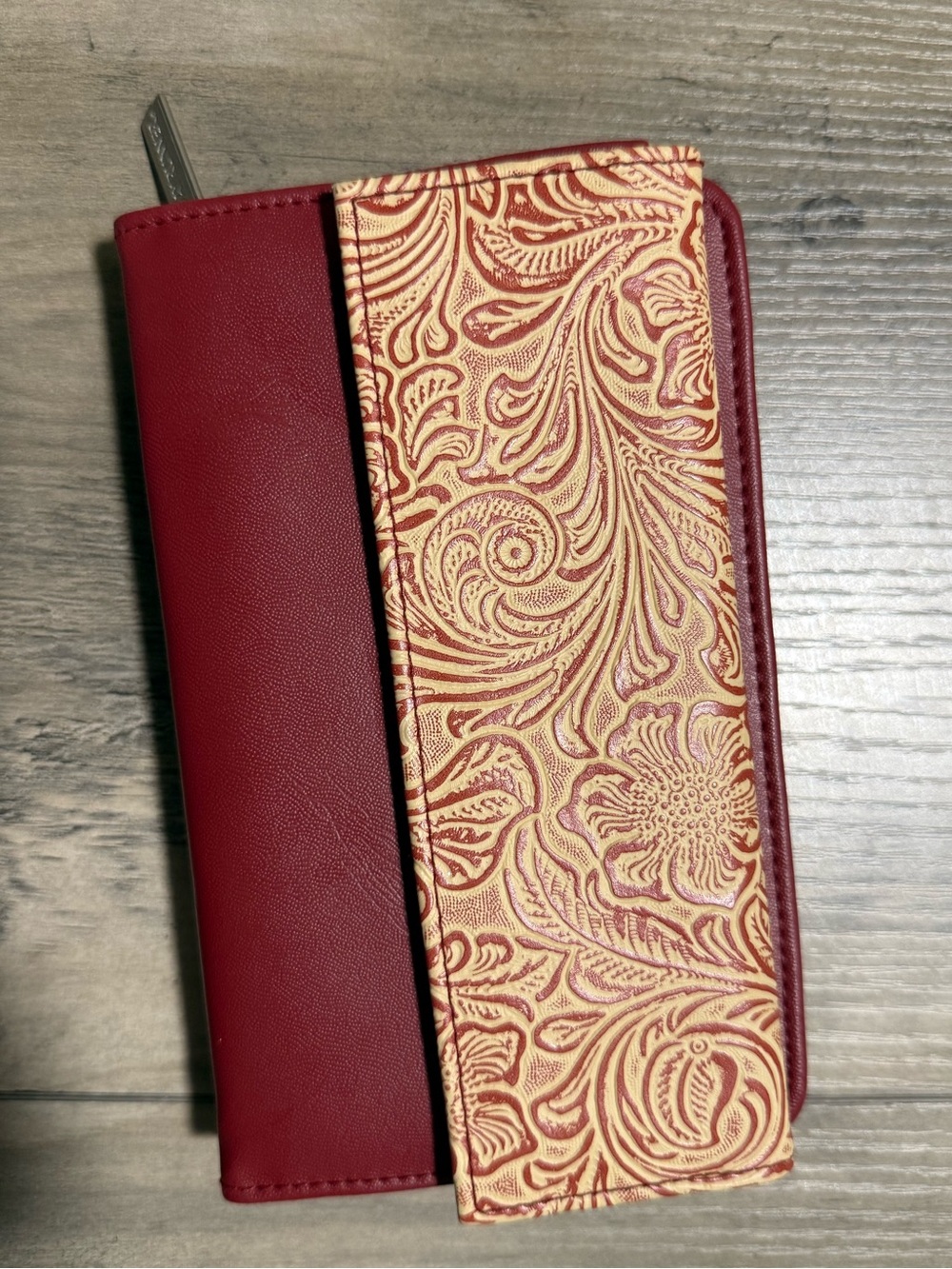 Day Runner Floral Organizer Wallet Planner Case‎ Burgundy - Picture 2 of 8